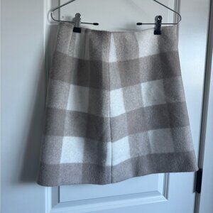 LOFT A-Line Plaid Skirt - Taupe and White